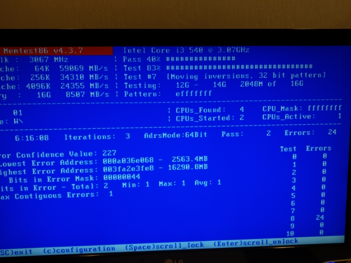 求救，memtest86測記憶體試結果怎麼看?