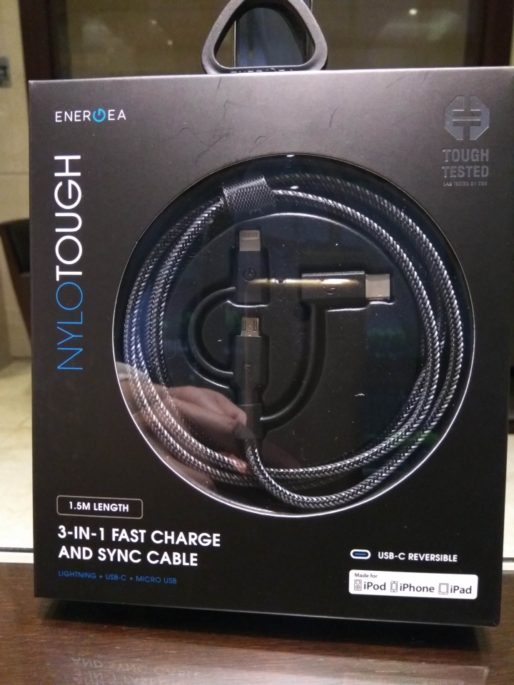 ENERGEA NyloTough 超強編織耐彎折Lightning/Micro/Type-C三合一快充傳輸線使用分享