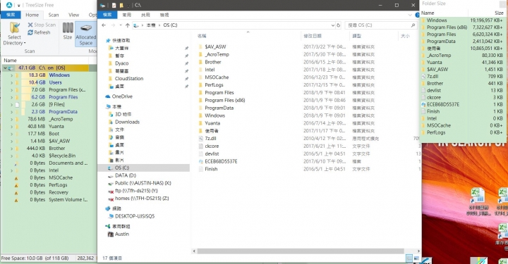 win10 C槽空間不見了