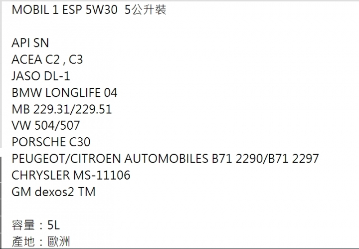 CX-5汽油 有人用 Mobil 1 ESP 5W30嗎
