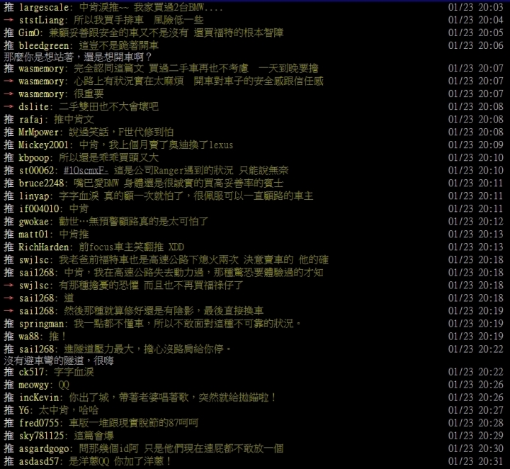 [討論] 踢踢批(PTT)轉貼 1/23 Re: [心得] 鐵齒買了福特...