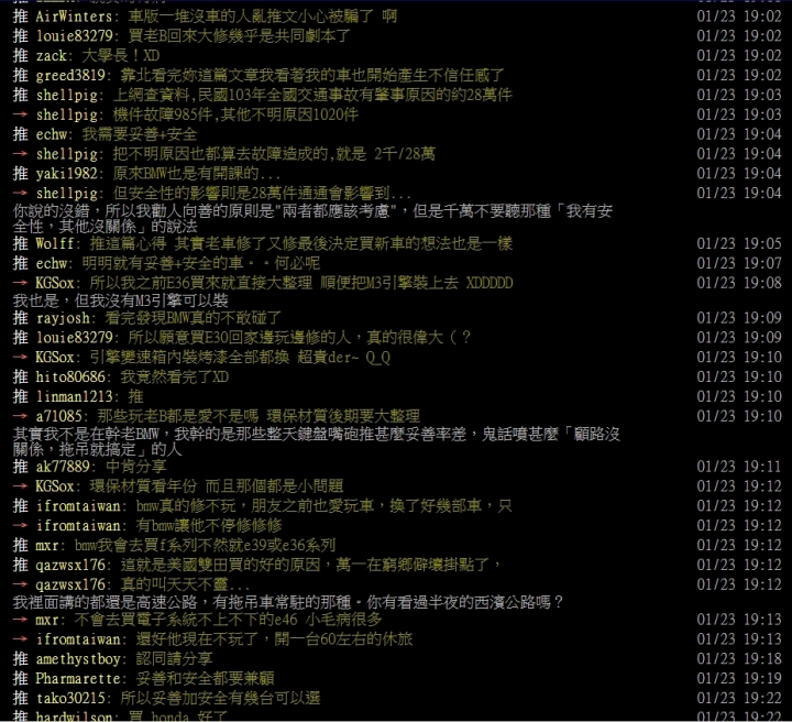 [討論] 踢踢批(PTT)轉貼 1/23 Re: [心得] 鐵齒買了福特...