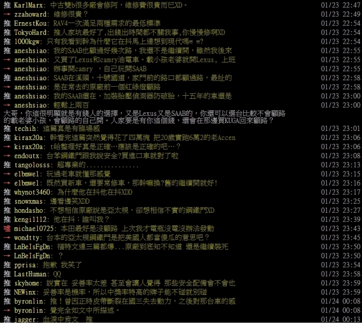 [討論] 踢踢批(PTT)轉貼 1/23 Re: [心得] 鐵齒買了福特...