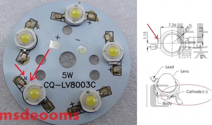 LED燈修理改裝 - 燈的正負極方向問題