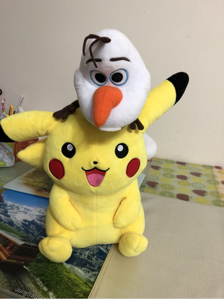 皮卡丘和雪寶的嘻戲