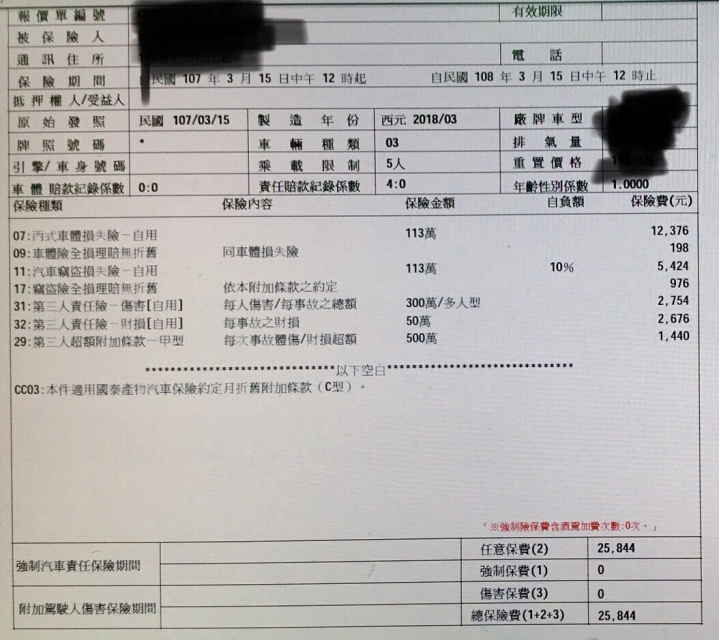丙式保險問題？