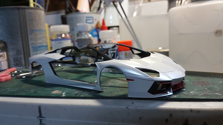 [ Fujimi 1:24 ] 青島 藍寶堅尼 阿凡塔多 LP700-4 硬頂敞篷 Aoshima Lamborghini Aventador LP700-4 Roadster 製作過程