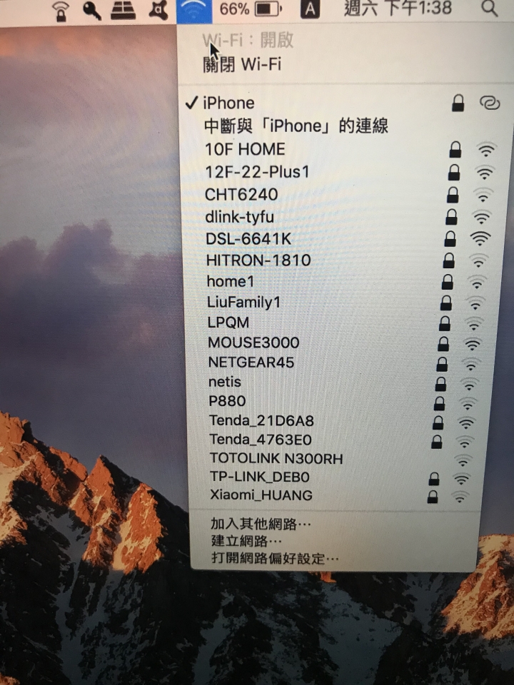 求救！macbook一直連不到的iphone的熱點