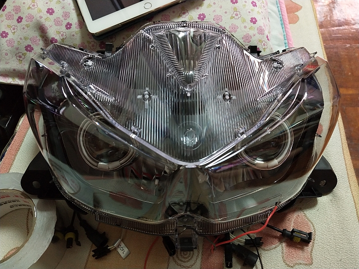 yamaha force 155 更換手把+龍頭底座+魚眼+線組+儀表板下移DIY
