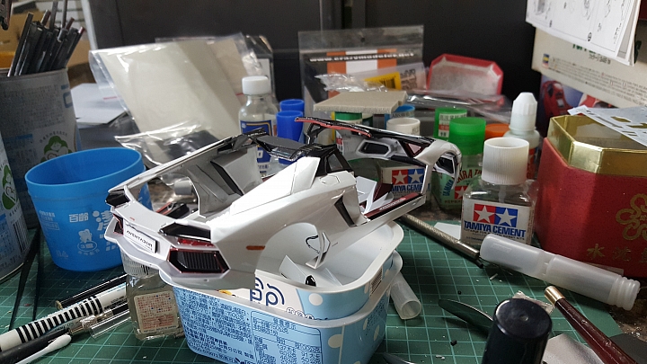 [ Fujimi 1:24 ] 青島 藍寶堅尼 阿凡塔多 LP700-4 硬頂敞篷 Aoshima Lamborghini Aventador LP700-4 Roadster 製作過程