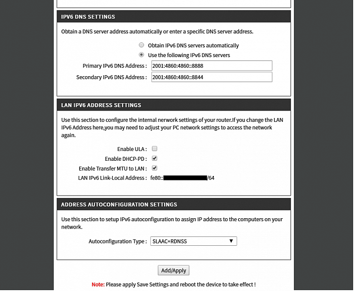 DSL-6740C 新版韌體 IPv6 多了一些新的設定選項