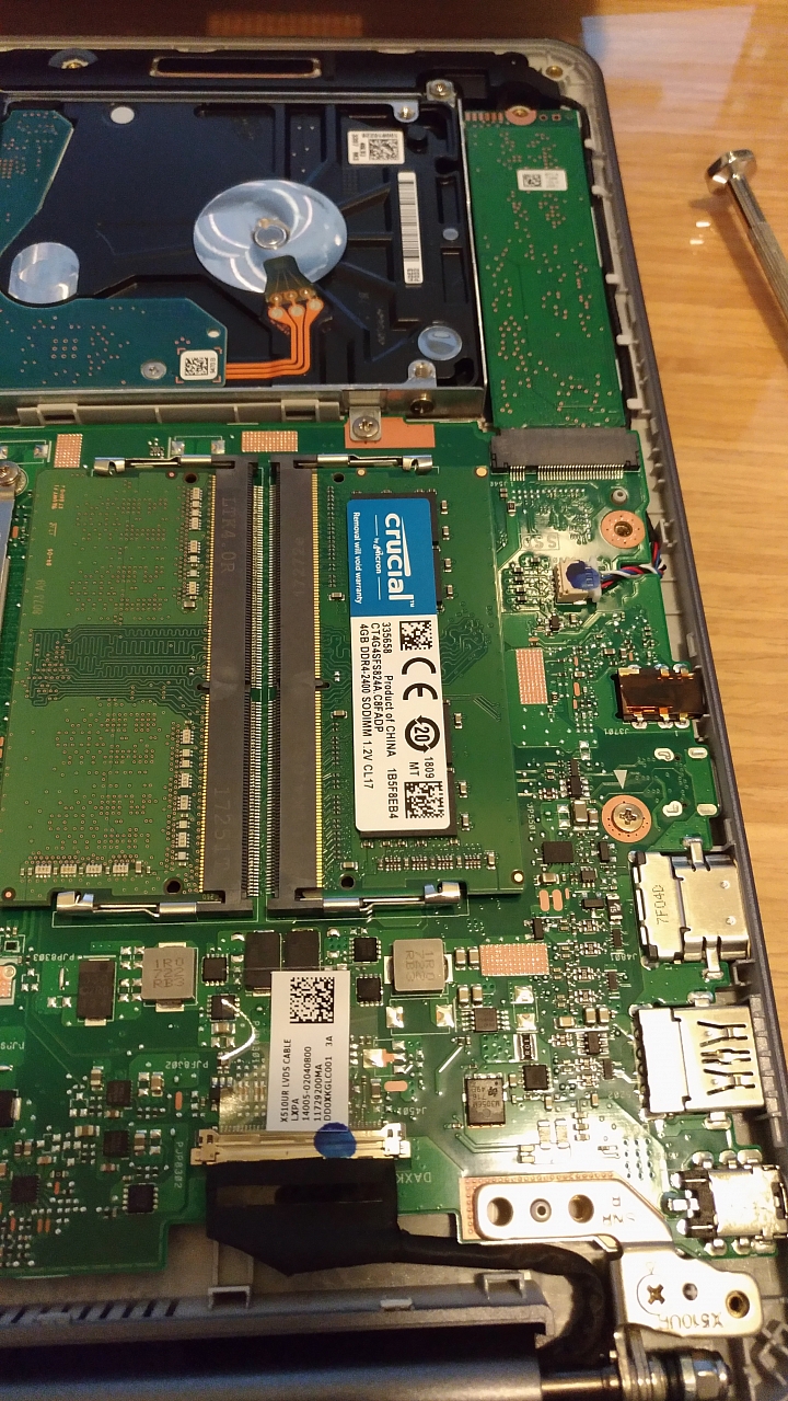 ASUS X510UQ 加裝Intel 545s 256G M.2 SSD + Micron 美光 Crucial NB DDR4 2400 4G RAM 分享