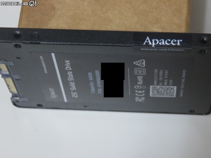 宇瞻APACER AS350 PANTHER SATA III SSD 簡易開箱(附拆殼照)
