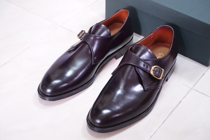 [開箱] Alden Shell Cordovan Color 8 Single Monk-Strap Shoes馬屁皮