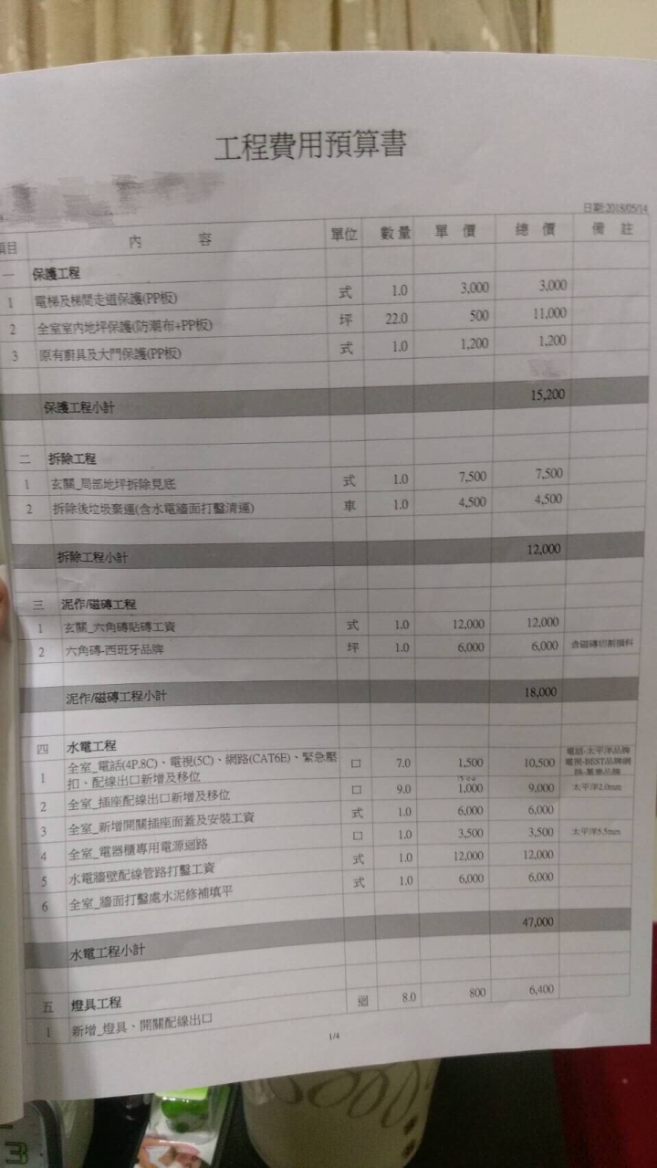 預售屋-三房兩廳兩衛浴裝潢估價