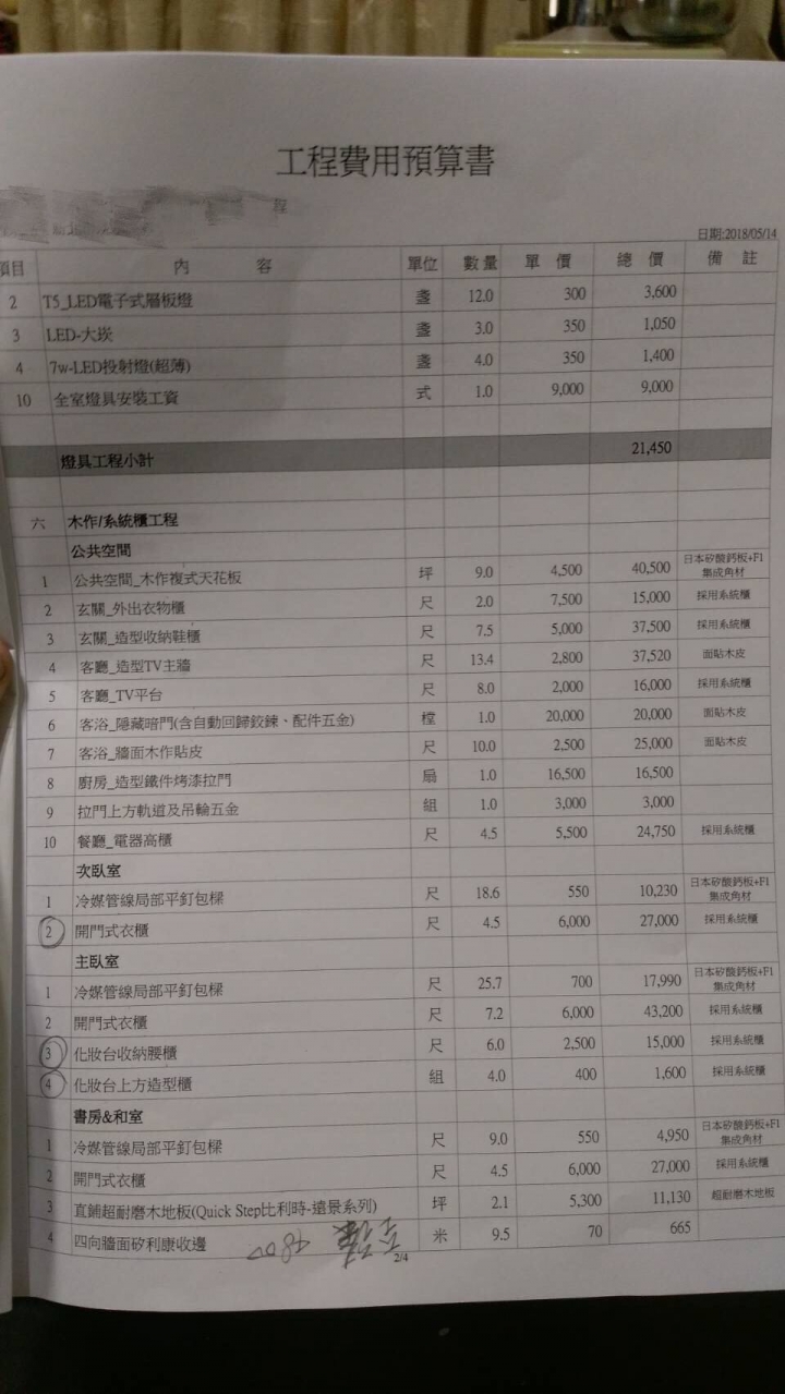預售屋-三房兩廳兩衛浴裝潢估價