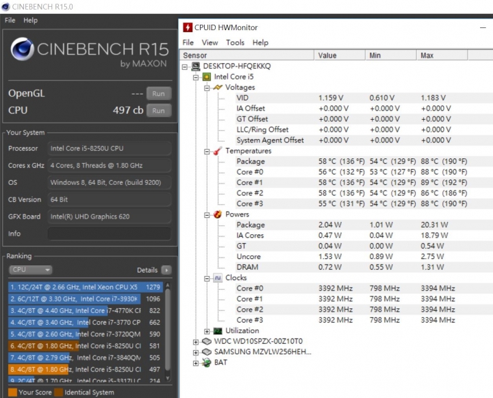 捷元HandBody 13U-2 I5-8250U XTU、液金效能溫度表現(有附圖)