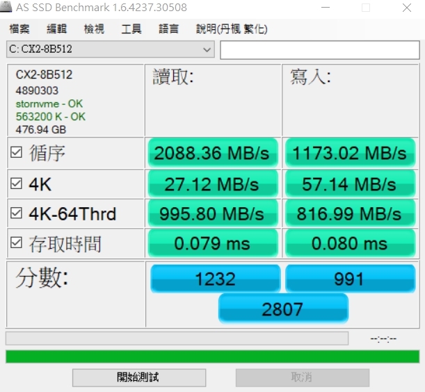 Liteon CX2-512G X2 搞 Raid0 跑分