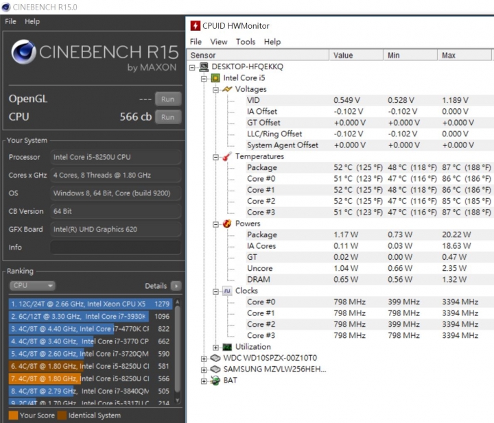 捷元HandBody 13U-2 I5-8250U XTU、液金效能溫度表現(有附圖)