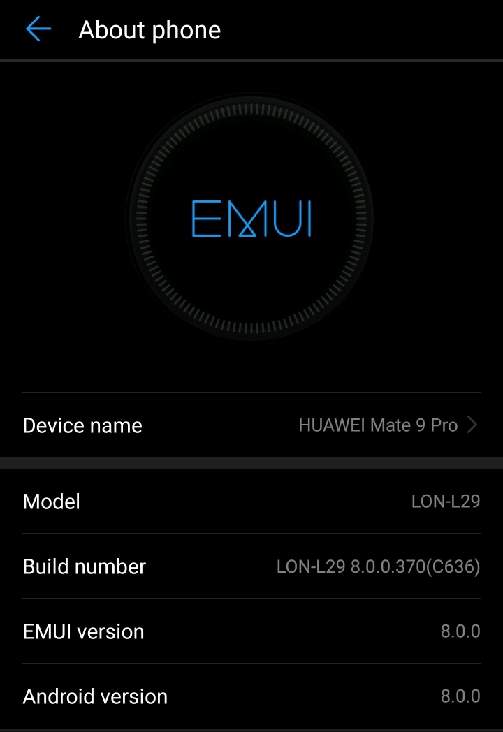 Mate 9 pro C636 370更新 新增臉部辨識解鎖