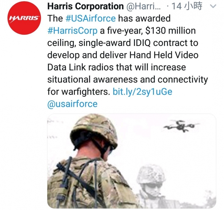 美國空軍給予HARRIS專案預算開發戰場視訊