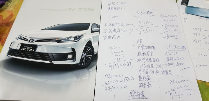 [分享] 今天競賽月談的單 Toyota ALTIS1.8豪華影音版