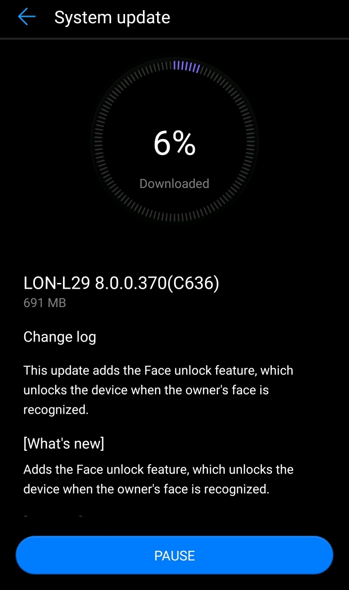 Mate 9 pro C636 370更新 新增臉部辨識解鎖