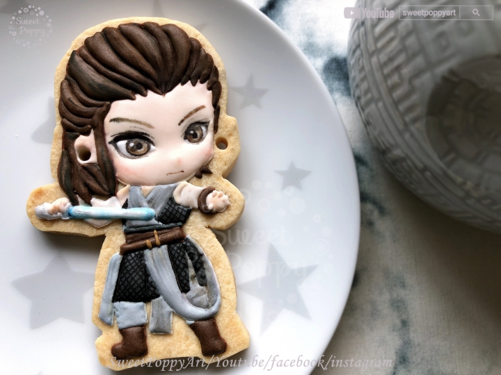 在餅乾上面繪畫 星際大戰-芮 (Star Wars - Rey) #39 (原創影片)(3P+影)