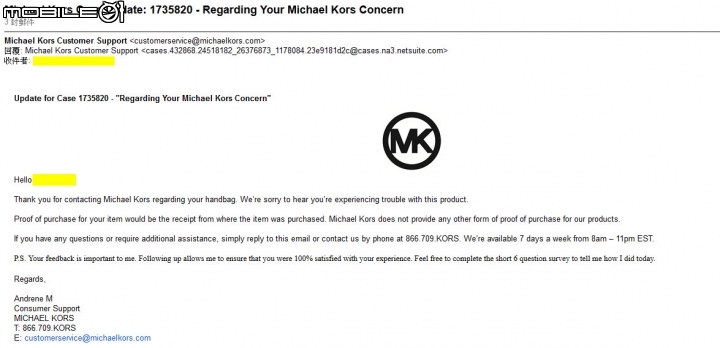 令人傻眼的 Michael Kors 包包品質以及售後服務