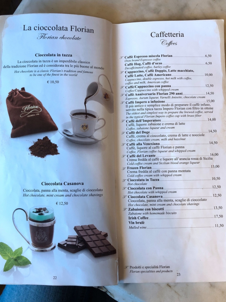 義大利自助(美食篇)│威尼斯花神咖啡Florian 全世界最美咖啡店之一！