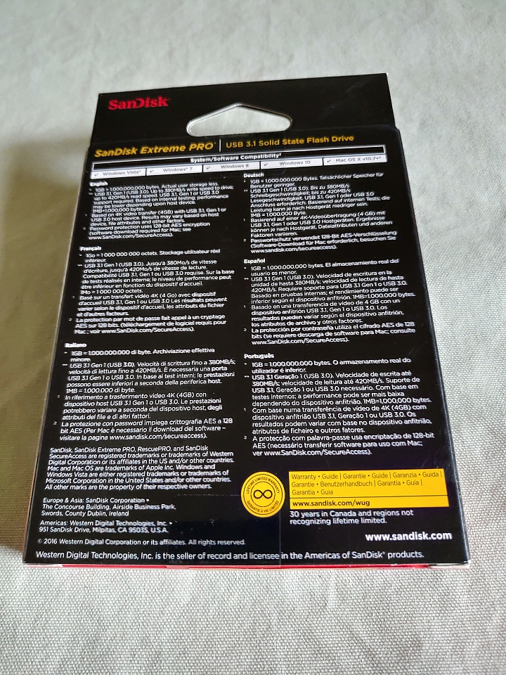 特價xx Sandisk Extreme PRO CZ880 256G 開箱測試