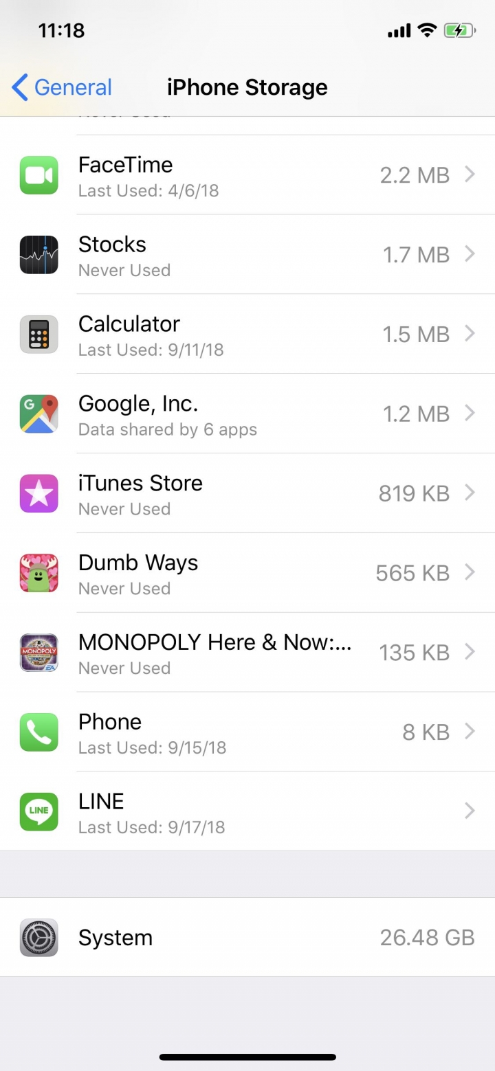 iPhone X 升級iOS 12後的系統空間
