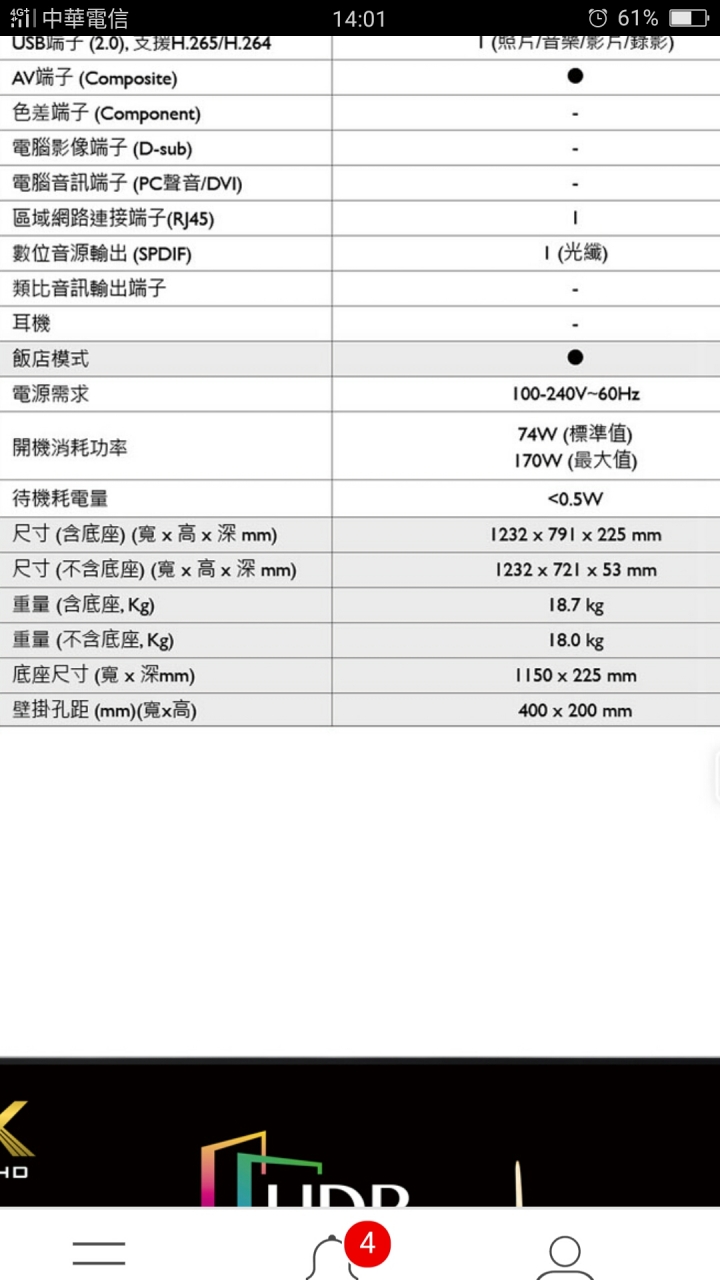 BenQ電視腳架尺寸問題