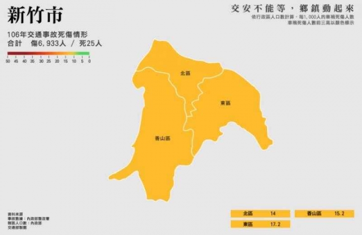 交通部公布：去年全台各縣市車禍傷亡分布圖！