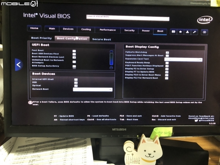 Intel NUC5i3RYH Bios設定請教~~(鍵盤開機與設定健診)