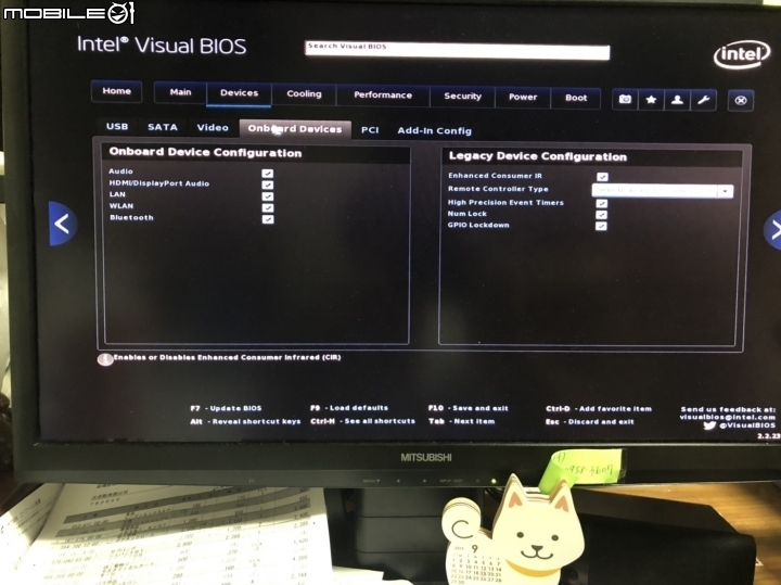 Intel NUC5i3RYH Bios設定請教~~(鍵盤開機與設定健診)