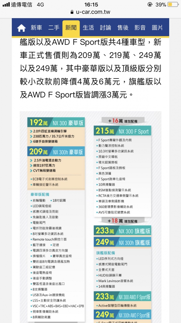 2018-NX300F-SPORT版和2017-RX200T豪華版的選擇