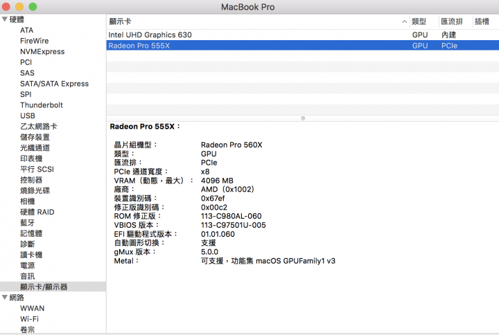 macbook pro的顯卡