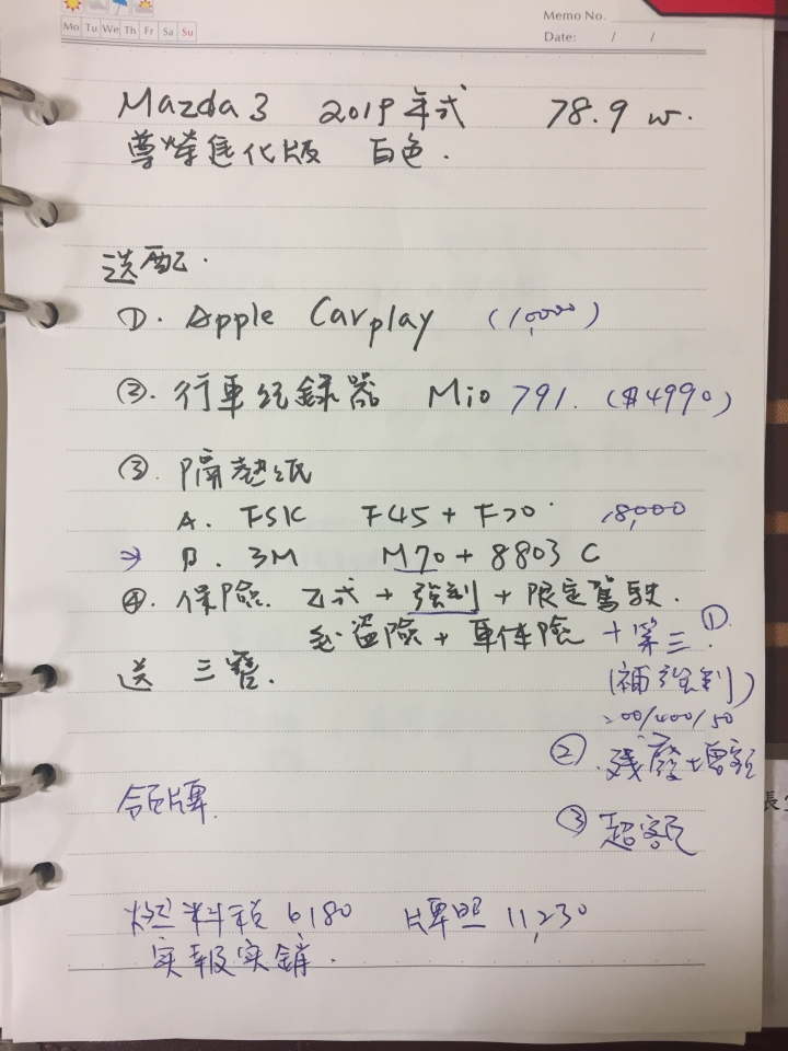 人生第一部車Mazda3 19年式尊進版4門開箱