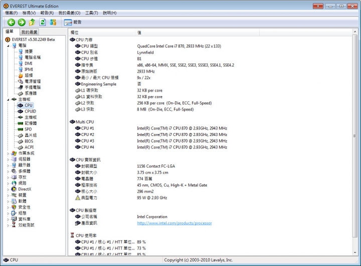 Intel Core i7 870 只顯示2核心
