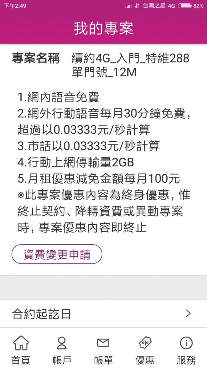 請問台灣之星雙11方案188元原約內容是什麼？