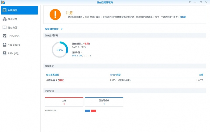 synology nas硬碟突然無法存取