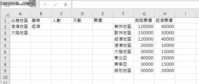 Excel 下拉式選單複合計算