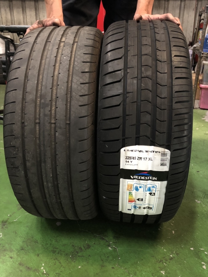 我的小白 Goodyear F1A3 下課了，換VREDESTEIN的SATIN!