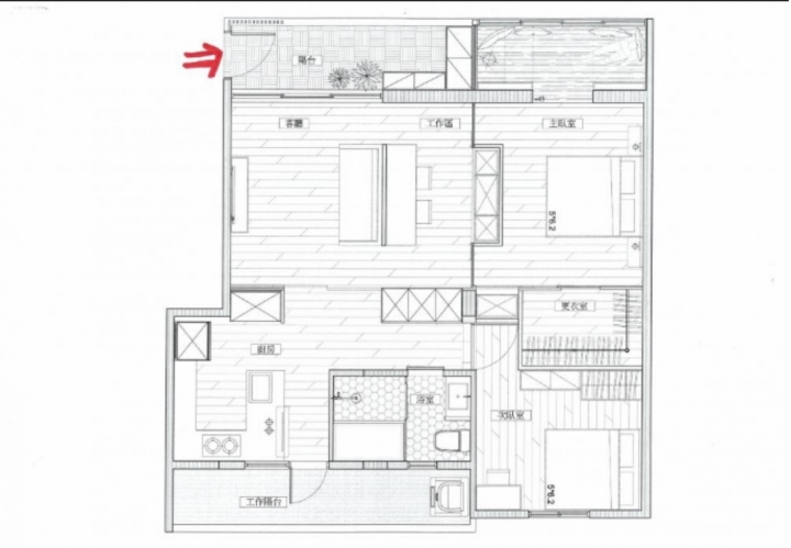 20坪（室內11.5陽臺2.5坪）室內規劃