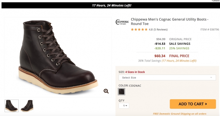 Chippewa Cognac General Utility Boots Round Toe 特價60美元