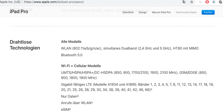 iPad Pro 2018 A1934 與 A1895 LTE規格 LTE Advanced vs Gigabit LTE