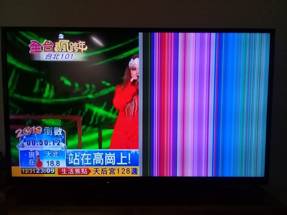求神人P電視螢幕，跨年只剩一半可看
