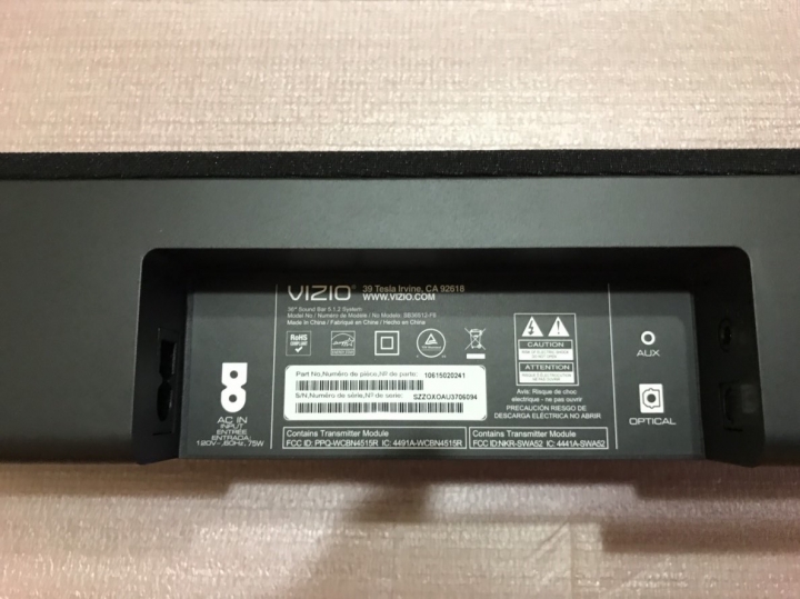 VIZIO SB36512-F6  ATMOS SOUNDBAR 簡單開箱文