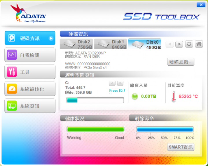 ADATA SSD溫度